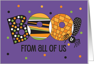 Halloween Boo From All of Us with Large Decorated Letters and Spider card