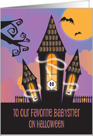 Halloween for Babysitter Haunted House Ghosts with Large Full Moon card