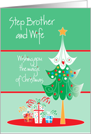 Christmas for Step Brother and Wife, Tree and Gifts card