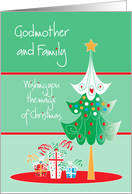 Christmas Magic for Godmother and Family, Gifts Below Christmas Tree card