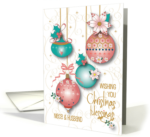 Hand Lettered Christmas for Niece and Husband Decorated Ornaments card