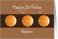 Birthday for Nephew, Trio of Basketballs on Brown card