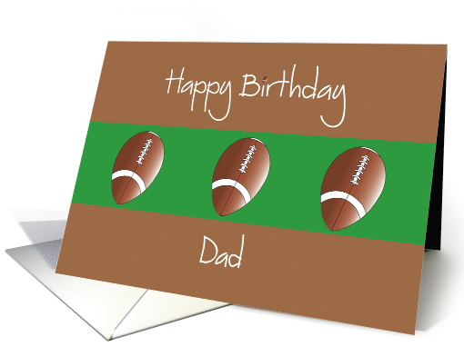 Birthday for Dad, Trio of Footballs on Brown and Green card (1169082)