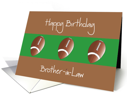 Birthday for Brother-in-Law, Trio of Footballs on Brown and Green card