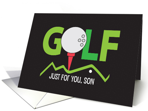 Birthday for Golfing Son with White Ball on Red Tee with... (1169226)
