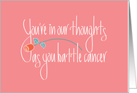 Hand Lettered Thinking of You for Cancer Patient, with Red Rose card