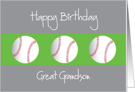Happy Birthday for Great Grandson with Trio of Baseballs card