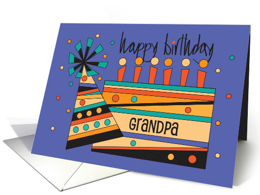 Hand Lettered Birthday for Grandpa Bright Birthday Cake... (1172666)