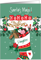 Christmas for Daughter, Toy Filled Stocking with Doll & Candy Canes card