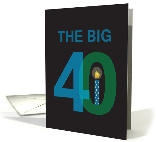 Birthday for 40 Year Old, The Big 40 with Blue Polka Dot Candle card