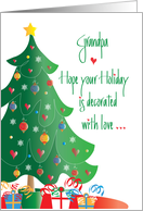 Christmas Decorated with Love for Grandpa, Tree and Ornaments card