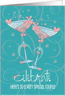 Hand Lettered Wedding Congratulations Celebrate Toasting Glasses card