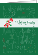 Christmas Wedding Congratulations, Holly and Handlettering card