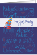 Hand Lettered New Year’s Wedding Congratulations with Party Hat card