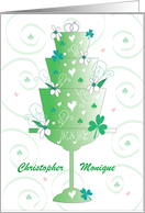 St. Patrick’s Day Shamrock Cake Wedding Wishes with Custom Names card