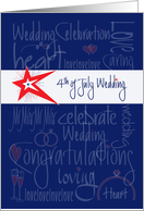 4th of July Wedding Congratulations, Stars and Handlettering card