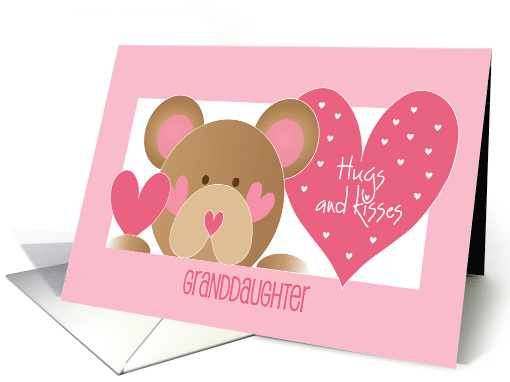 First Valentine's Day for Granddaughter with Hugs and Kisses Bear card