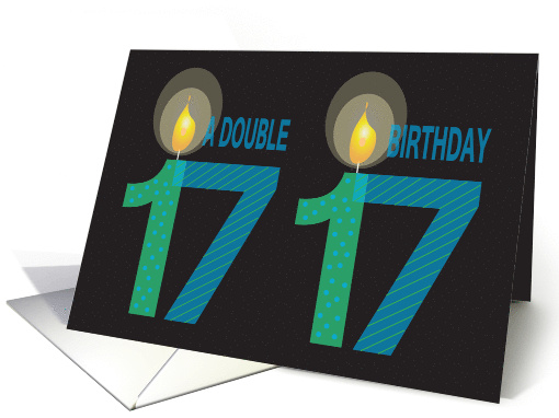 Twin 17 Year Old Birthday, Double Birthday with Candles card (1183440)