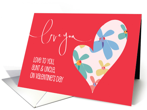 Hand Lettered Valentine for Aunt and Uncle Floral Heart... (1183916)