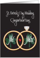 St. Patrick’s Day Wedding Congratulations, Rings with Shamrocks card