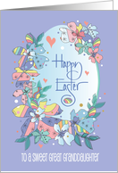 Hand Lettered Easter for Great Granddaughter Patterned Flowers and Egg card