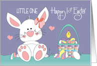 Hand Lettered First Easter for Little Bunny Little One with Eggs card