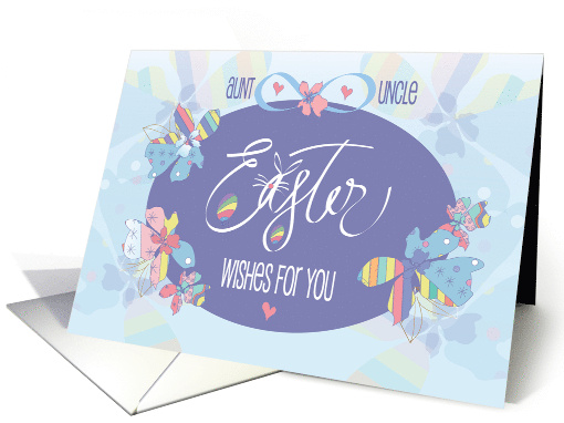 Hand Lettered Easter for Aunt and Uncle Large Egg with Flowers card