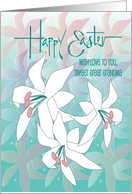Easter for Great Grandma with Three White Easter Lilies on Teal card