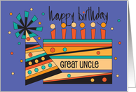 Hand Lettered Birthday for Great Uncle Birthday Cake and Party Hat card