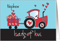 Hand Lettered Valentine for Nephew Loads of Love Red Heart Tractor card