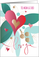 Hand Lettered Valentine for Mom & Dad with Large Floral Heart card