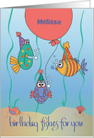 Hand Lettered Birthday Fishes for You with Custom Name in Balloon card