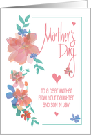 Mother’s Day to Mom from Daughter & Son in Law Watercolor Flowers card