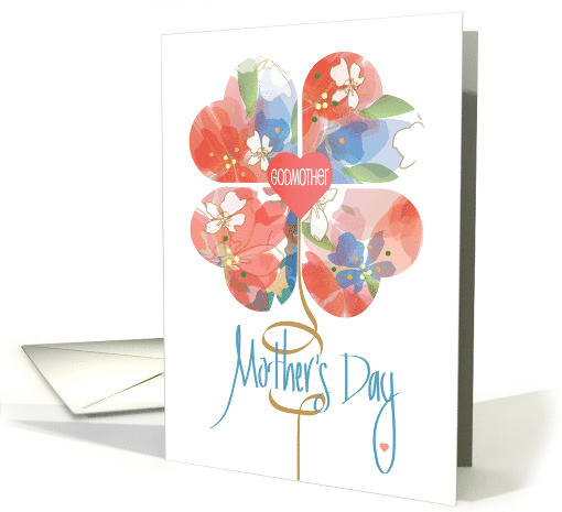 Hand Lettered Mother's Day for Godmother with Floral Heart Flower card