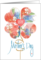 Hand Lettered Mother’s Day for Sister Floral Heart Flower and Heart card