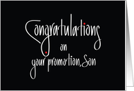 Hand Lettered Congratulations on your promotion Son, with red dots card