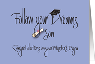 Graduation for Son for Master’s Degree, with Diploma card