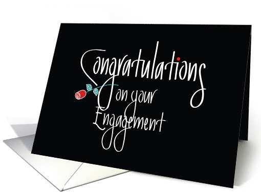 Congratulations on your Engagement, with Long Stem Red Rose card