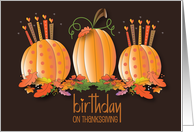 Birthday for Thanksgiving, Autumn Leaves and Pumpkins card