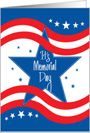 It’s Memorial Day, Blue Star, Red and White Wavy Stripes card