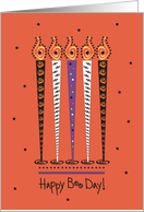 Hand Lettered Birthday on Halloween Boo Day Colorful Pointed Candles card