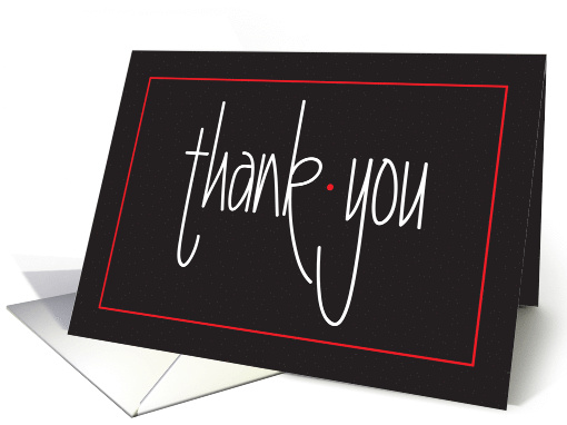 Hand Lettered Business Thank you on Black with Red Accents card