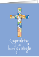 Congratulations on Becoming Minister, Stained Glass Cross card