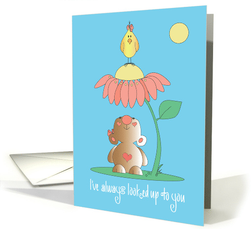 Mother's Day, Flower with Bear, I've Always Looked Up to You card