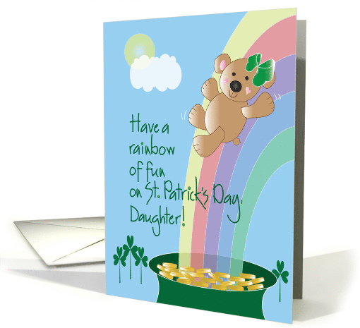 St. Patrick's Day for Daughter, Bear Sliding Down Rainbow card