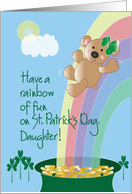 St. Patrick’s Day for Daughter, Bear Sliding Down Rainbow card