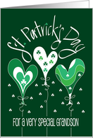 Hand Lettered St. Patrick’s Day for Grandson with Shamrock Balloons card