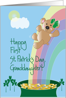 First St. Patrick’s Day for Granddaughter, Bear on Rainbow card