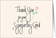 Thank You for Sympathy Card, Long Stem Rose & Hand Lettering card