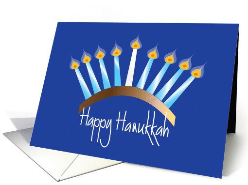 Happy Hanukkah, Menorah with Blue and White Candles card (1243998)